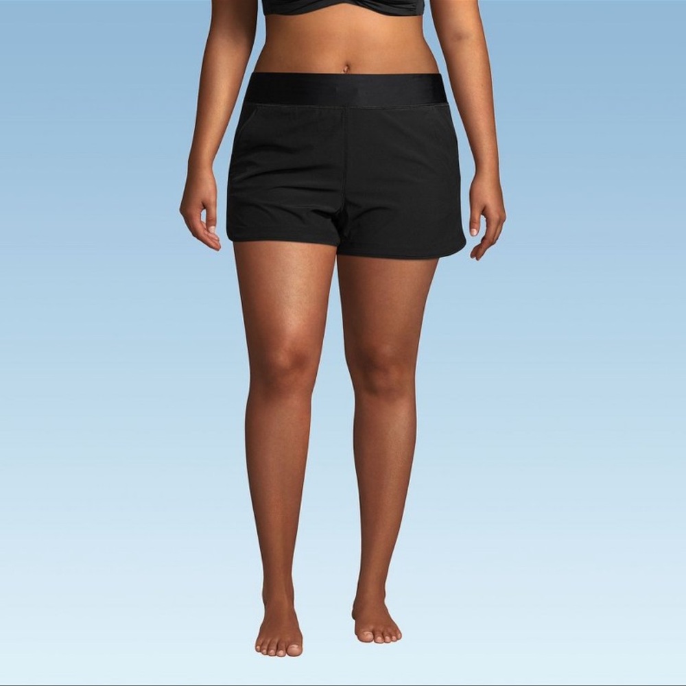 NWOT Lands' End Women's Plus Size Sunshade UPF 50 3" Board Shorts Black Size 26W
